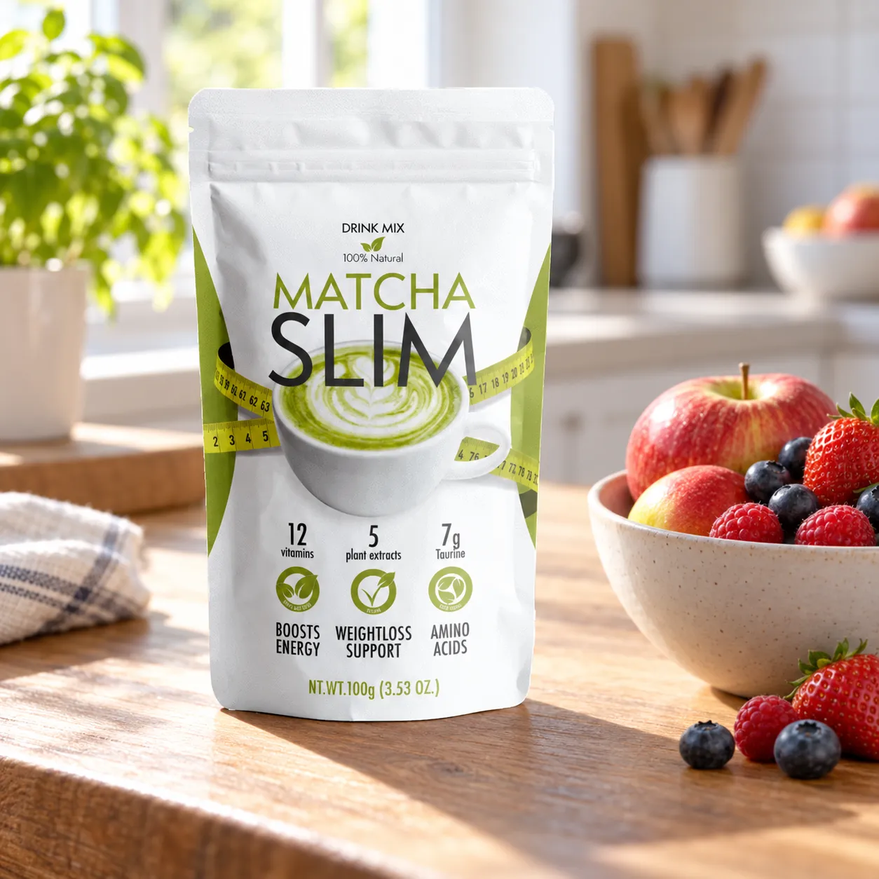 Matcha Slim — Verpackung im Alltag