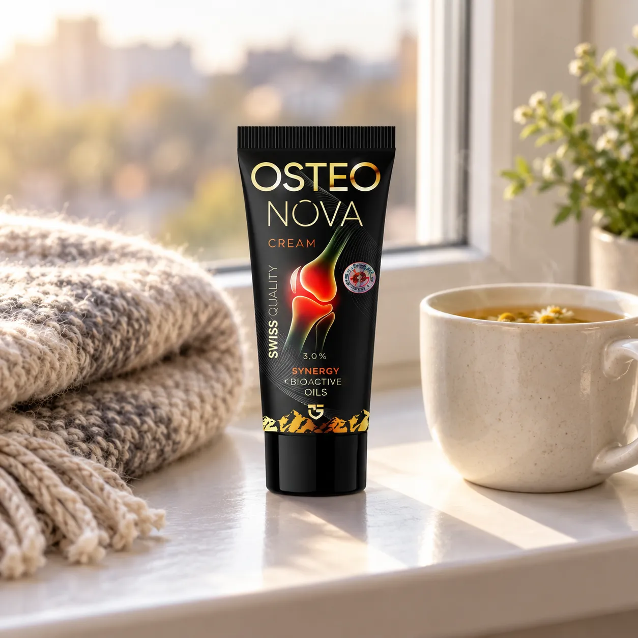 OsteoNova cream — Verpackung im Alltag